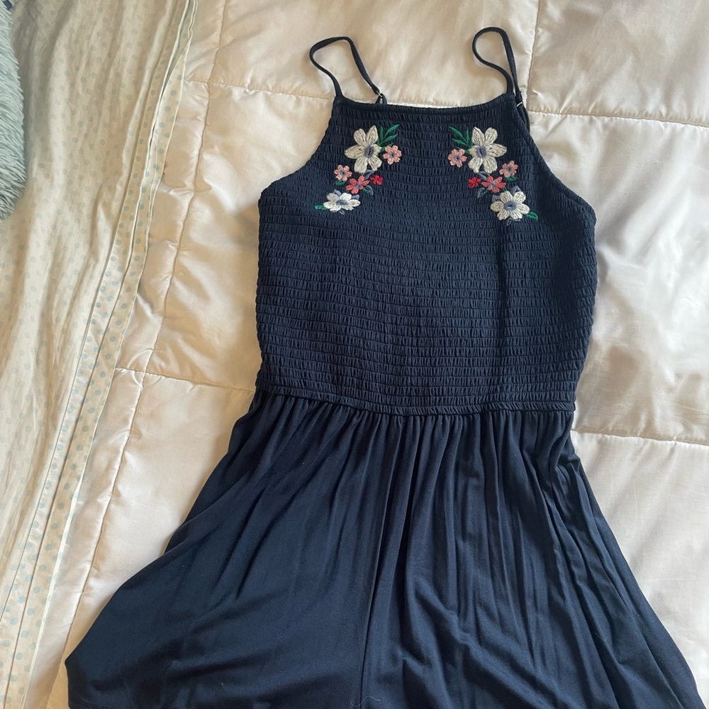 Hollister navy floral romper.